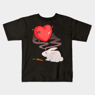 Stitched Heart And Rabbit Kids T-Shirt